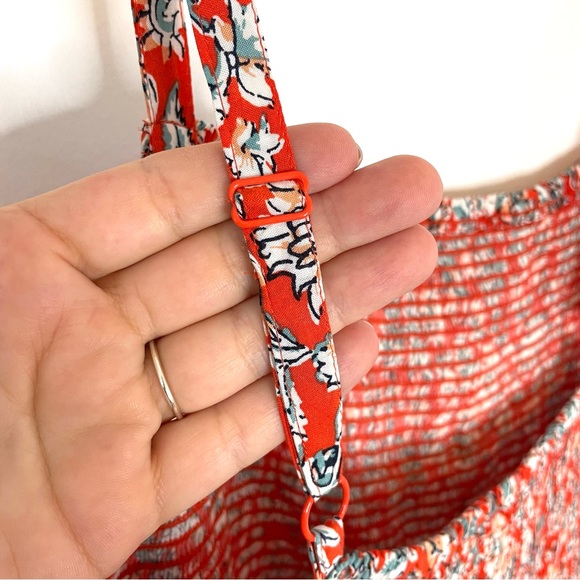 Old Navy Floral Paisley Smocked Midi Dress M Red White Blue Spaghetti Strap NWT - Picture 7 of 13